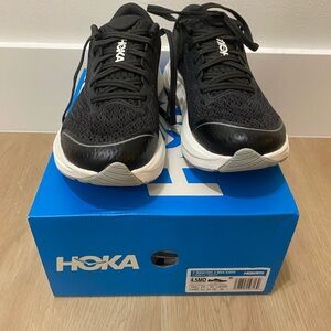 Hoka Youth Black and White Athletic Shoes